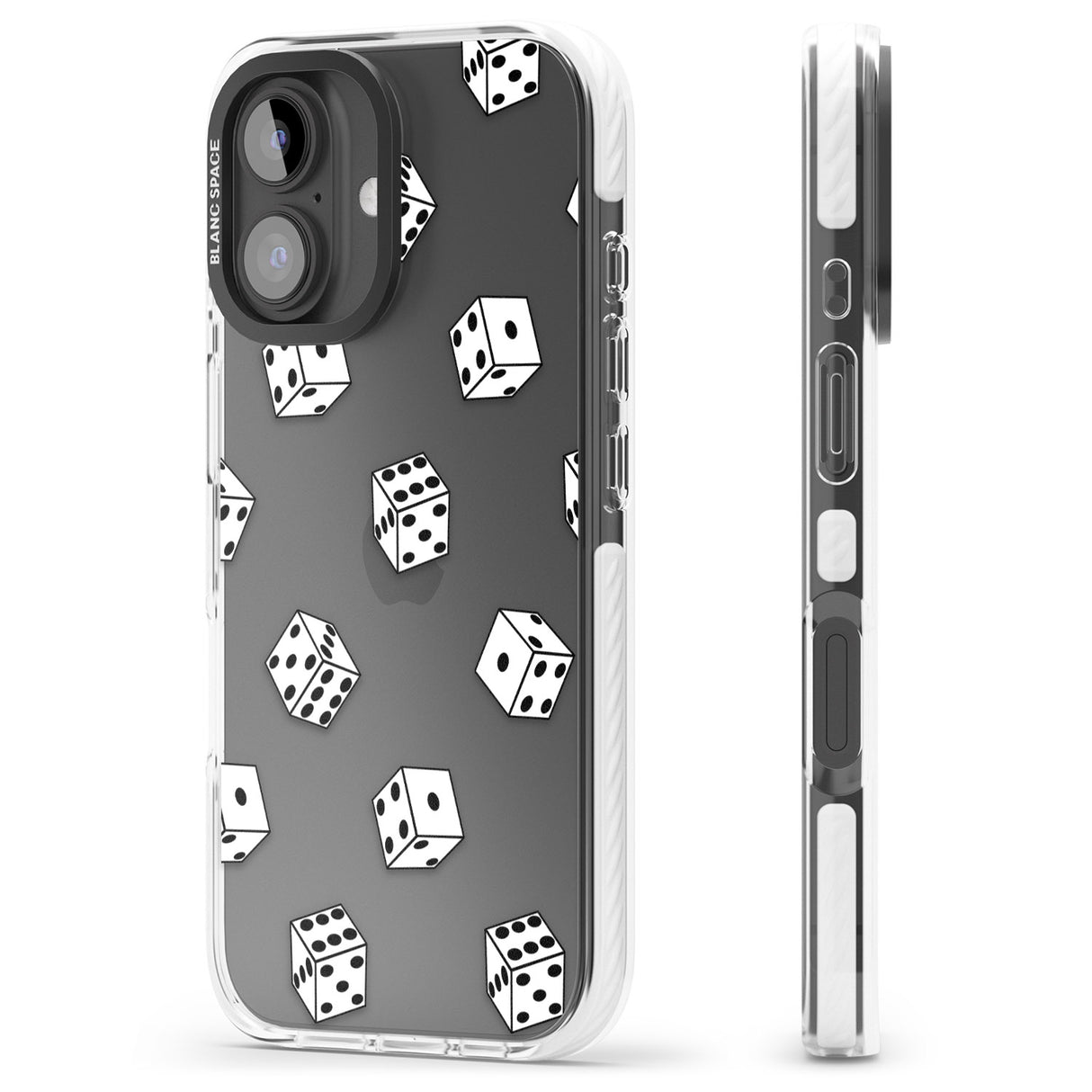 iPhone 16 Pro Max Clear Dice Pattern Black Impact Phone Case