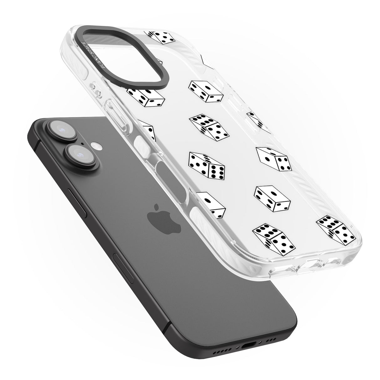 iPhone 16 Pro Max Clear Dice Pattern Black Impact Phone Case