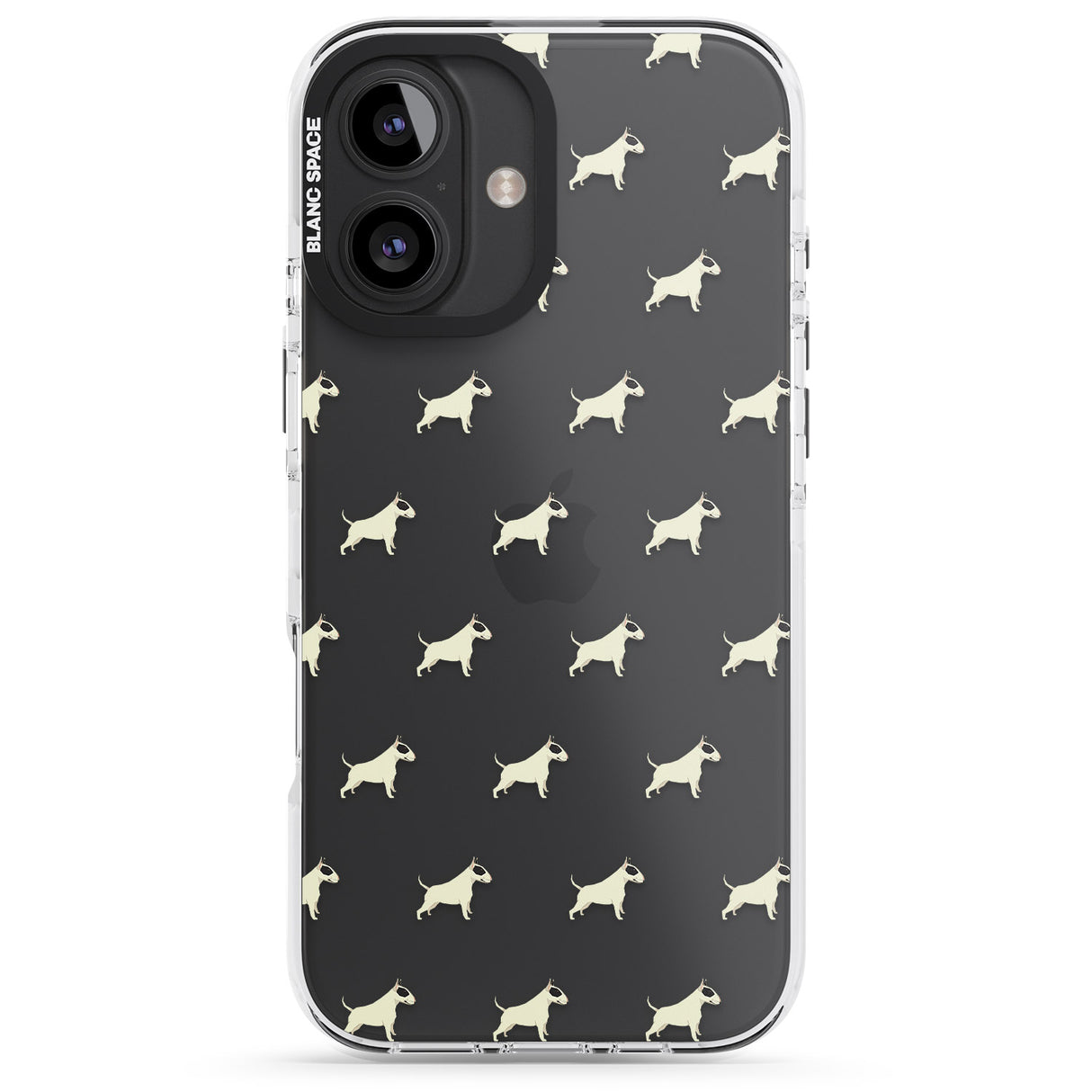 iPhone 16 Pro Max Bull Terrier Dog Pattern Clear Black Impact Phone Case