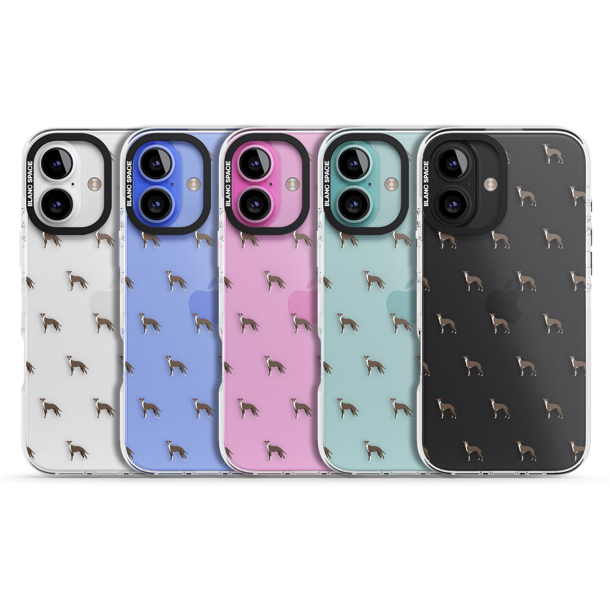 iPhone 16 Pro Max Whippet/Italian Greyhound Dog Pattern Clear Black Impact Phone Case