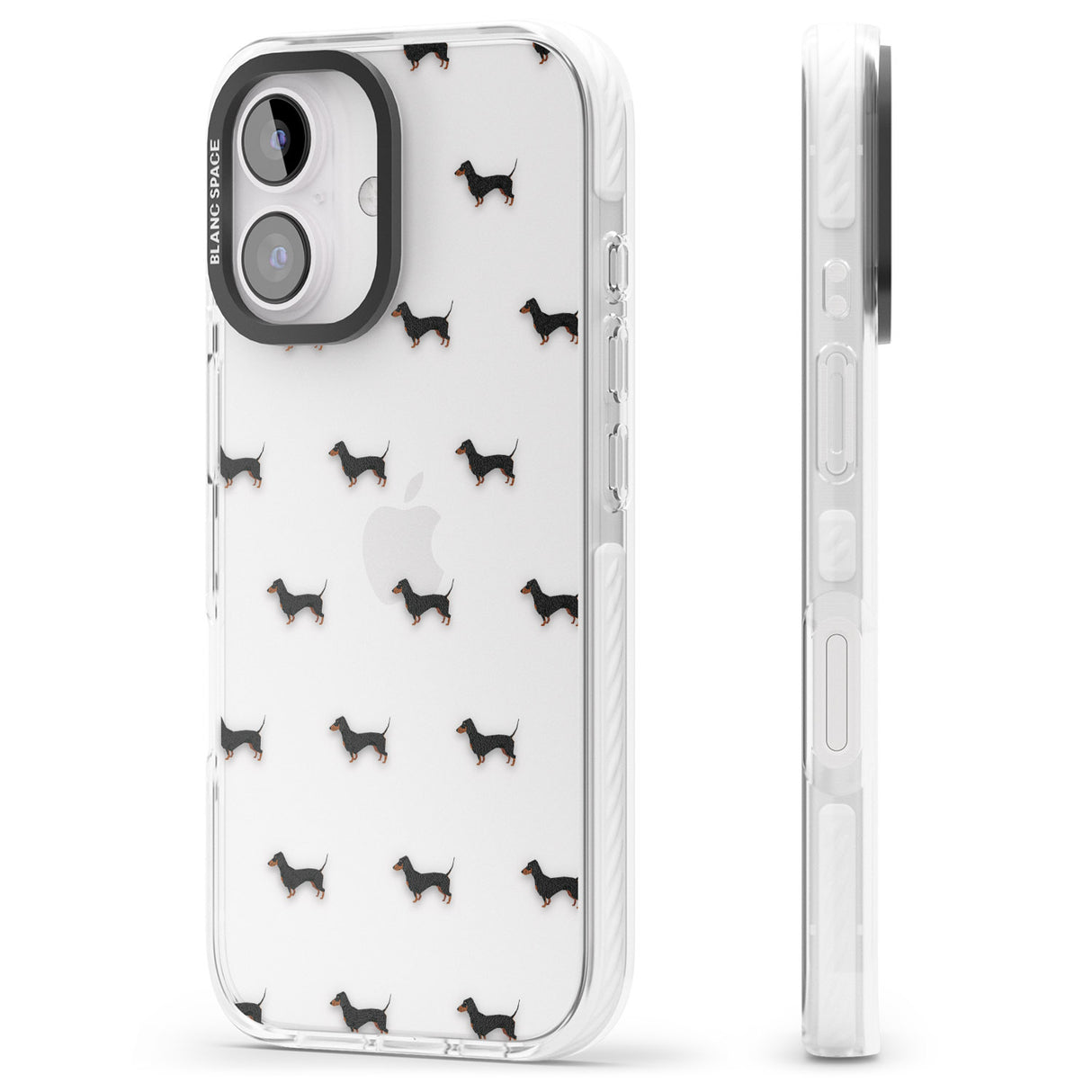 iPhone 16 Pro Max Dachshund Dog Pattern Clear Black Impact Phone Case