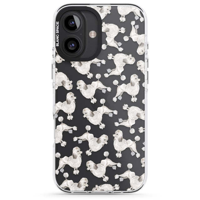 iPhone 16 Pro Max Poodle (White) Watercolour Dog Pattern Black Impact Phone Case