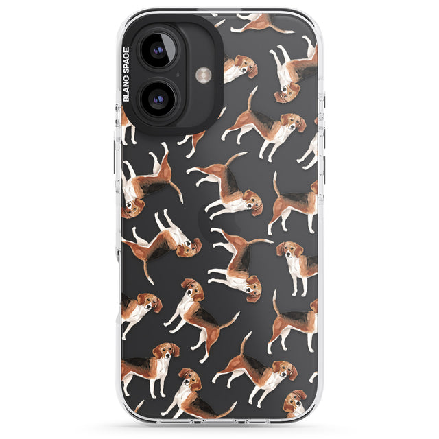 iPhone 16 Pro Max Beagle Watercolour Dog Pattern Black Impact Phone Case