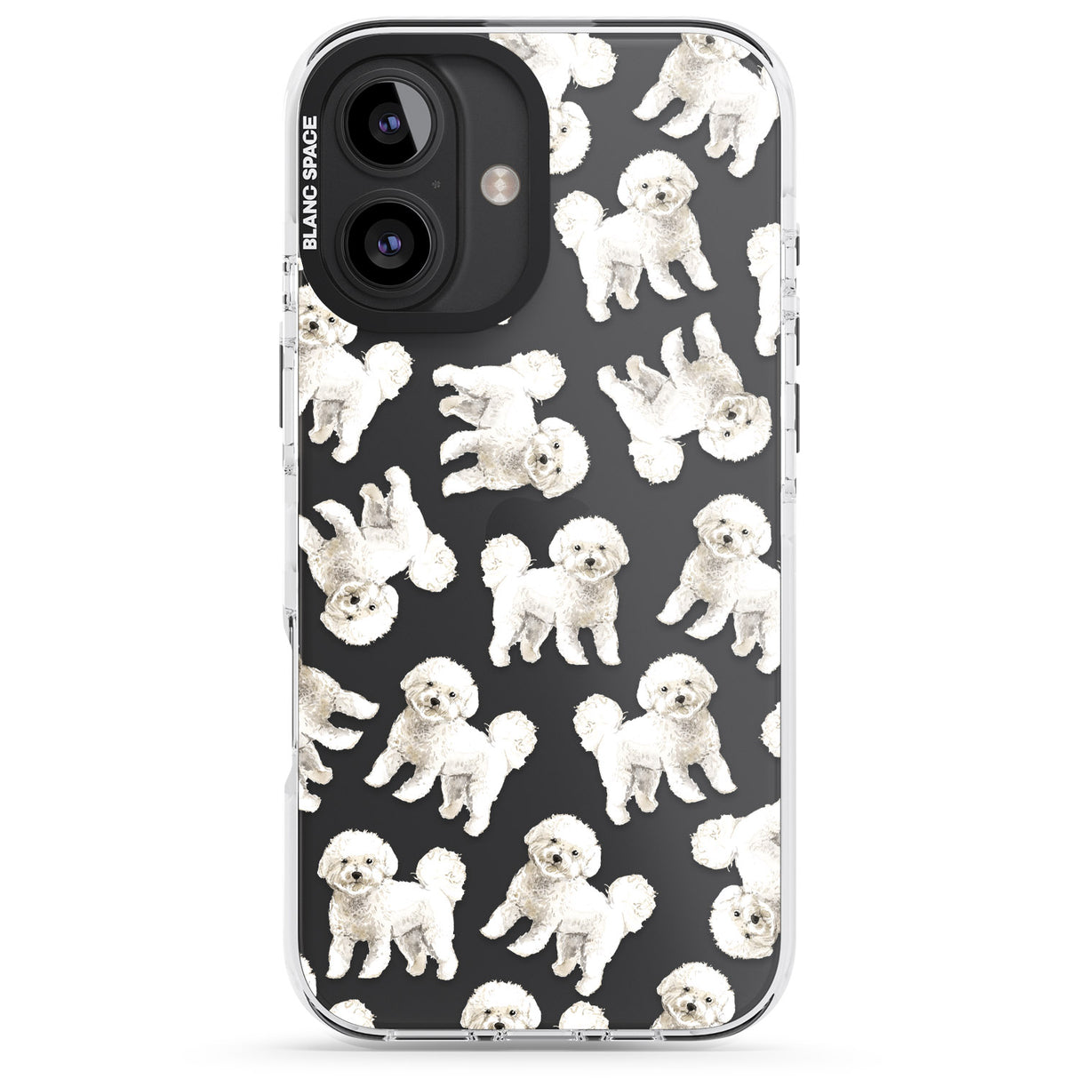 iPhone 16 Pro Max Bichon Frise Watercolour Dog Pattern Black Impact Phone Case