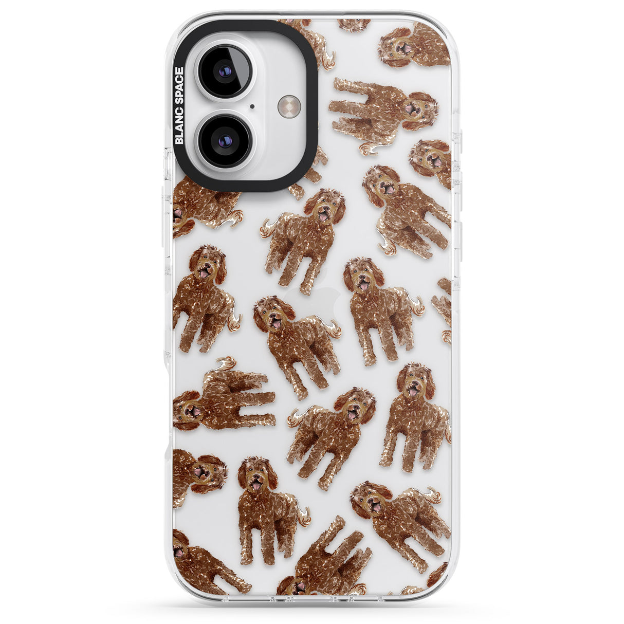 iPhone 16 Pro Max Labradoodle (Brown) Watercolour Dog Pattern Black Impact Phone Case