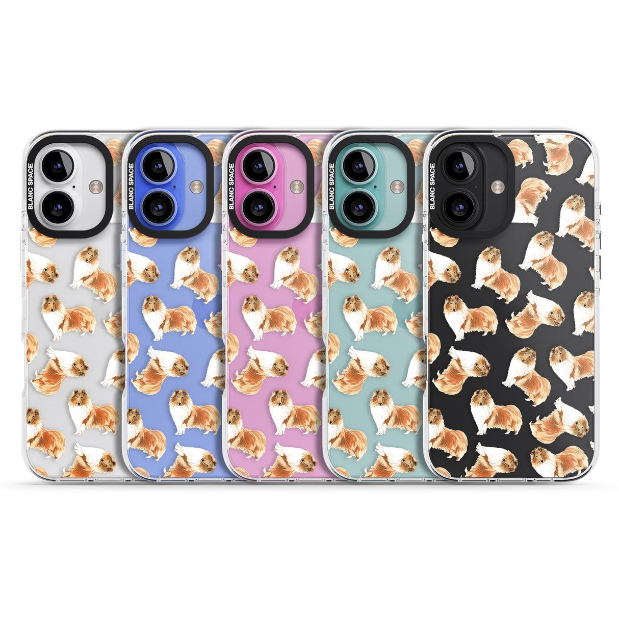 iPhone 16 Pro Max Rough Collie Watercolour Dog Pattern Black Impact Phone Case