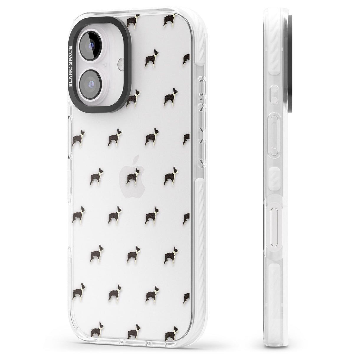 iPhone 16 Pro Max Boston Terrier Dog Pattern Clear Black Impact Phone Case