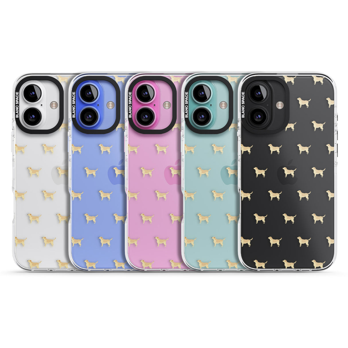 iPhone 16 Pro Max Tan Labrador Dog Pattern Clear Black Impact Phone Case