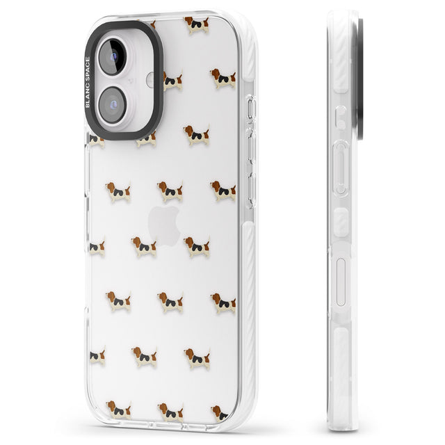 iPhone 16 Pro Max Basset Hound Dog Pattern Clear Black Impact Phone Case