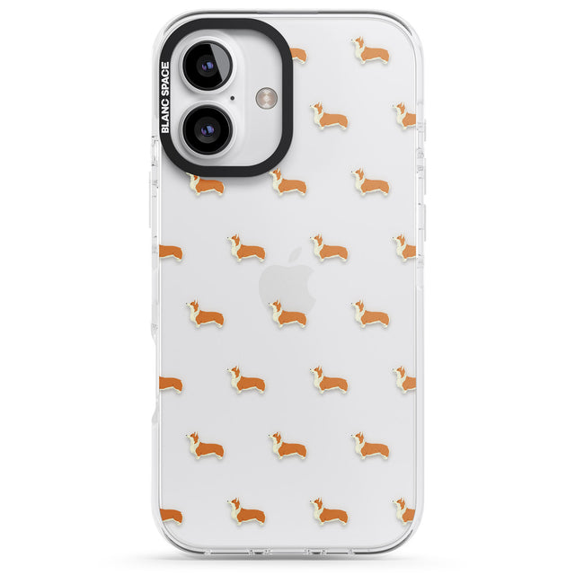 iPhone 16 Pro Max Pembroke Welsh Corgi Dog Pattern Clear Black Impact Phone Case