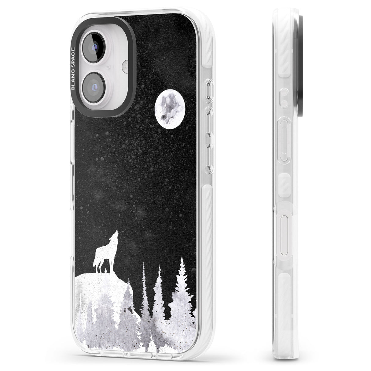 iPhone 16 Pro Max Moon Phases: Wolf & Full Moon Black Impact Phone Case