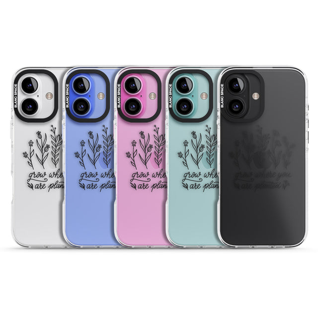 iPhone 16 Pro Max Grow where you are planted Black Impact Phone Case