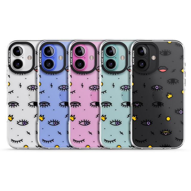 iPhone 16 Pro Max Eyes & Lips Icons Black Impact Phone Case