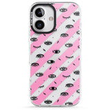 iPhone 16 Pro Max Pink Stripe Eyes Black Impact Phone Case