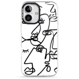 iPhone 16 Pro Max Abstract Continuous Line Faces Black on White Black Impact Phone Case