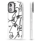 iPhone 16 Pro Max Abstract Continuous Line Faces Black on White Black Impact Phone Case