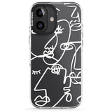 iPhone 16 Pro Max Abstract Continuous Line Faces White on Clear Black Impact Phone Case