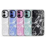 iPhone 16 Pro Max Abstract Continuous Line Faces White on Clear Black Impact Phone Case