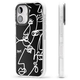 iPhone 16 Pro Max Abstract Continuous Line Faces White on Black Black Impact Phone Case