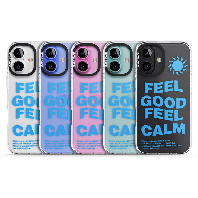 iPhone 16 Pro Max Feel Good Feel Calm (Blue) Black Impact Phone Case