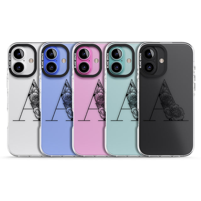 iPhone 16 Pro Max Floral Monogram Letter Black Impact Phone Case