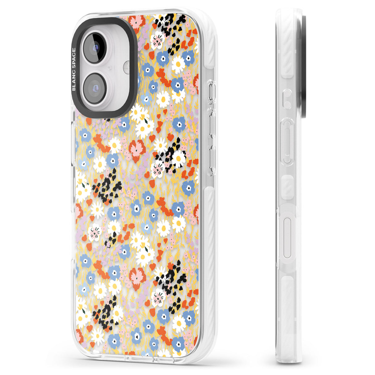 iPhone 16 Pro Max Busy Floral Mix: Transparent Black Impact Phone Case