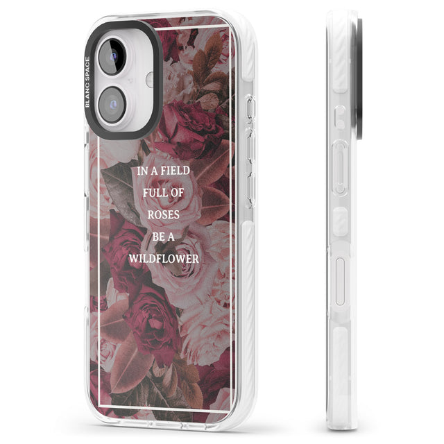 iPhone 16 Pro Max Be a Wildflower Floral Quote Black Impact Phone Case