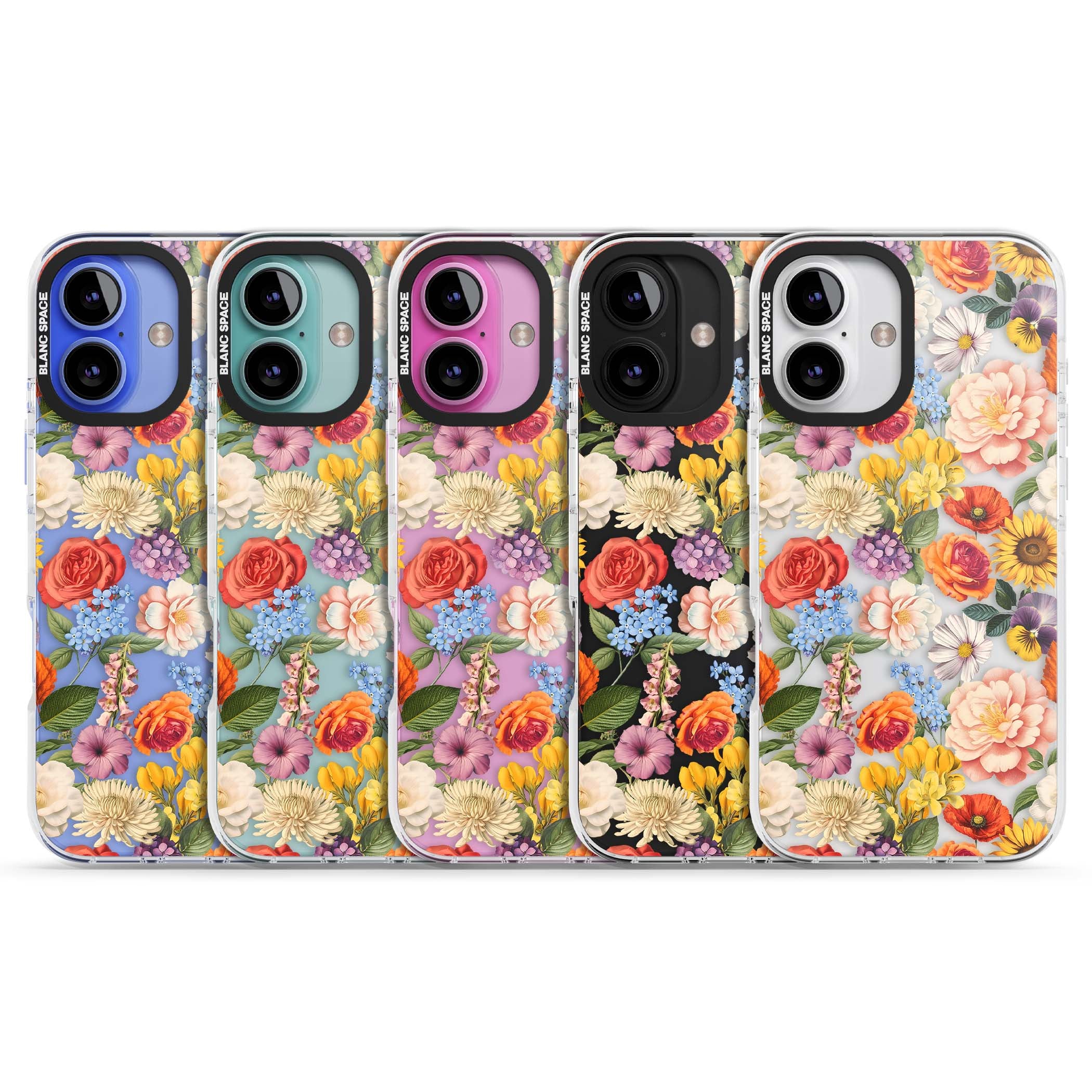 Bloom Basket floral iPhone case featuring cottage garden flowers including peonies, sunflowers, and wildflowers in pastel col | Clear Impact case for iPhone 16, iPhone 16 Plus