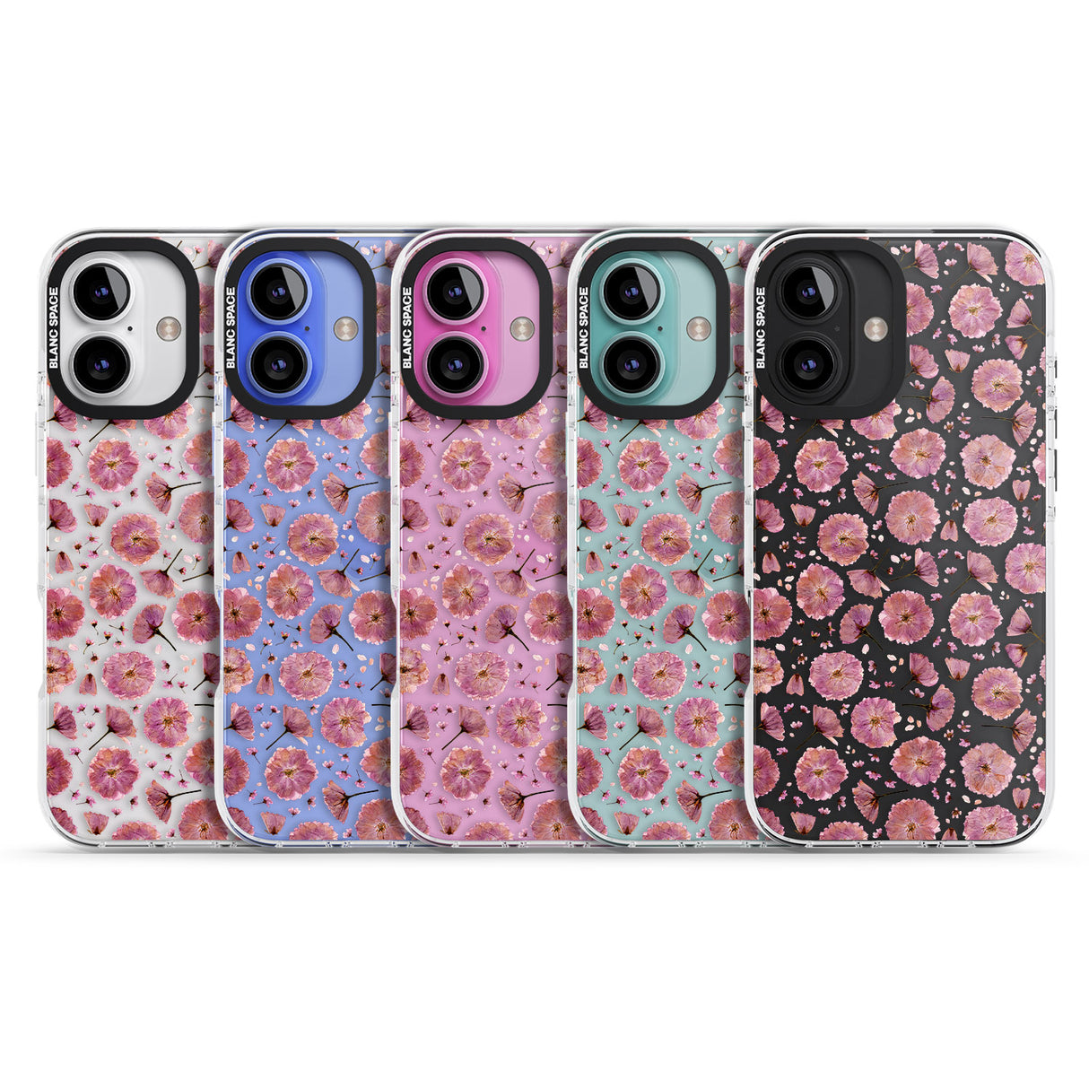 iPhone 16 Pro Max Pink Flowers & Blossoms Transparent Design Black Impact Phone Case