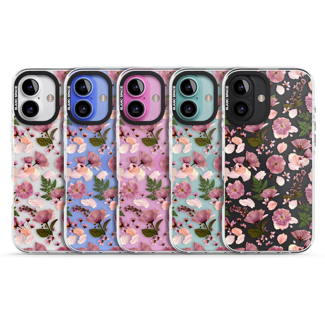 iPhone 16 Pro Max Floral Menagerie Transparent Design Black Impact Phone Case