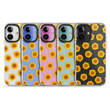 iPhone 16 Pro Max Sunflowers Transparent Pattern Black Impact Phone Case