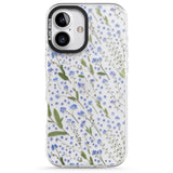 iPhone 16 Pro Max Blue Wild Flower Design Black Impact Phone Case