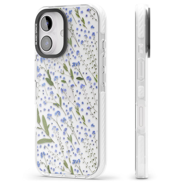 iPhone 16 Pro Max Blue Wild Flower Design Black Impact Phone Case