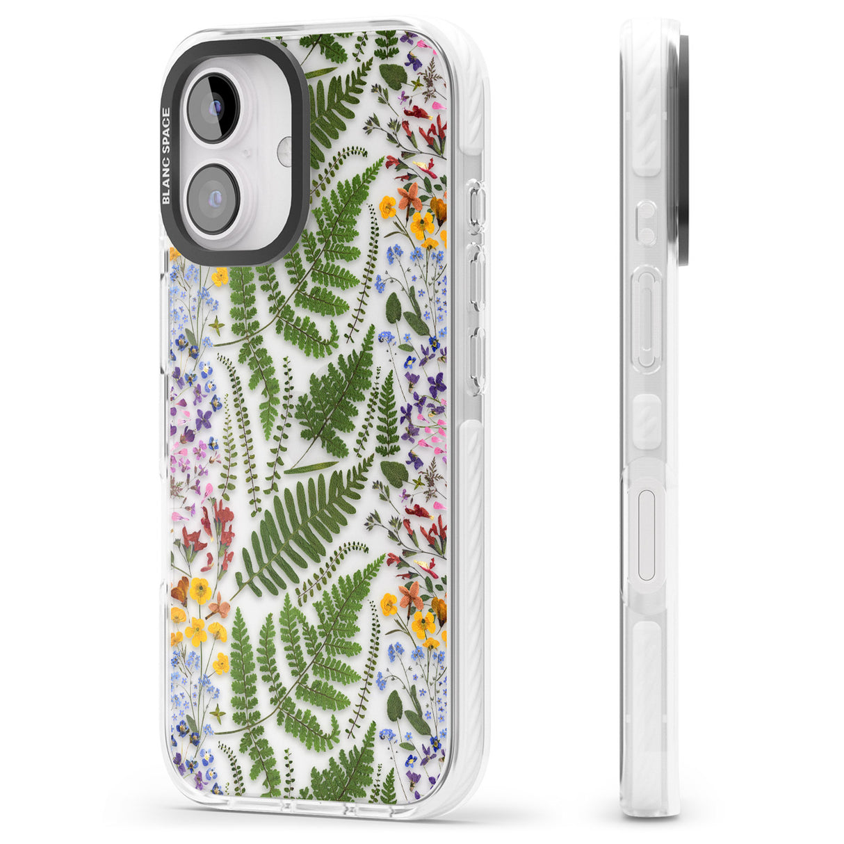 iPhone 16 Pro Max Busy Floral and Fern Design Black Impact Phone Case