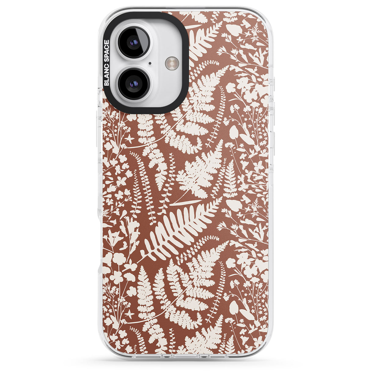 iPhone 16 Pro Max Wildflowers and Ferns on Terracotta Black Impact Phone Case