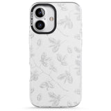 iPhone 16 Pro Max Grey Branches Vintage Botanical Black Impact Phone Case