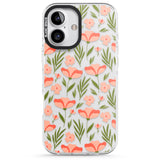 iPhone 16 Pro Max Pink Petals Transparent Floral Black Impact Phone Case