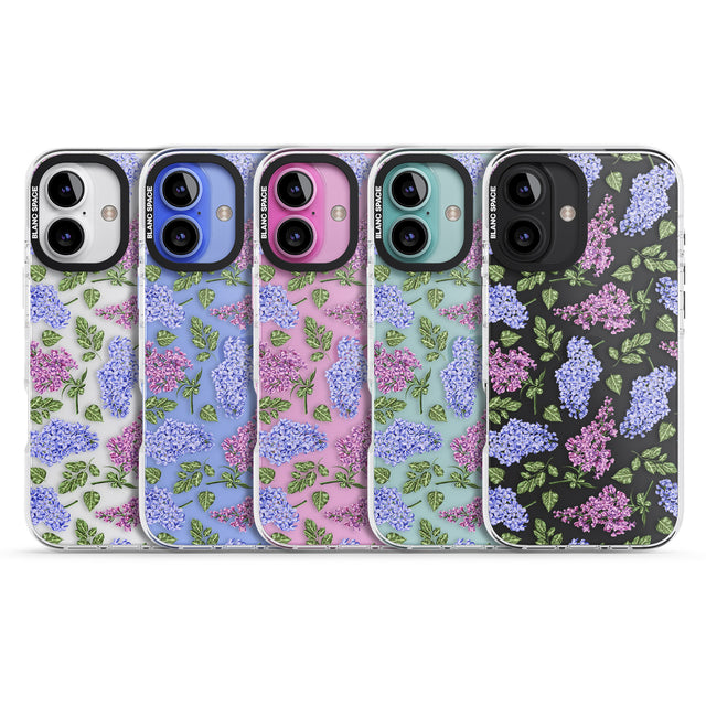 iPhone 16 Pro Max Purple Blossoms Transparent Floral Black Impact Phone Case