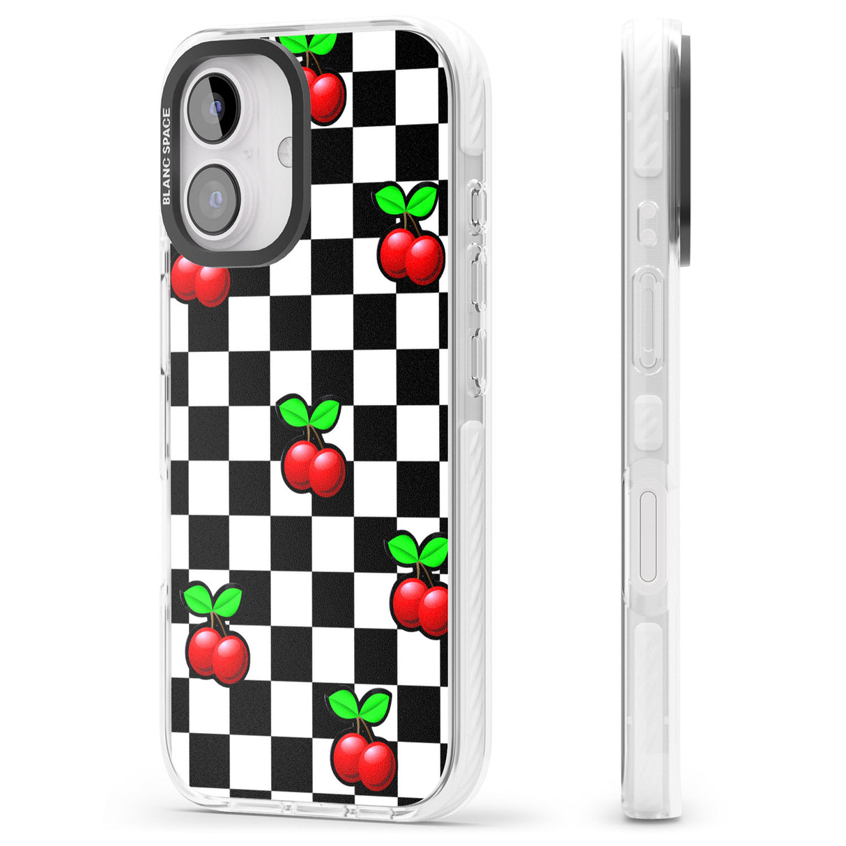 iPhone 16 Pro Max Checkered Cherry Black Impact Phone Case