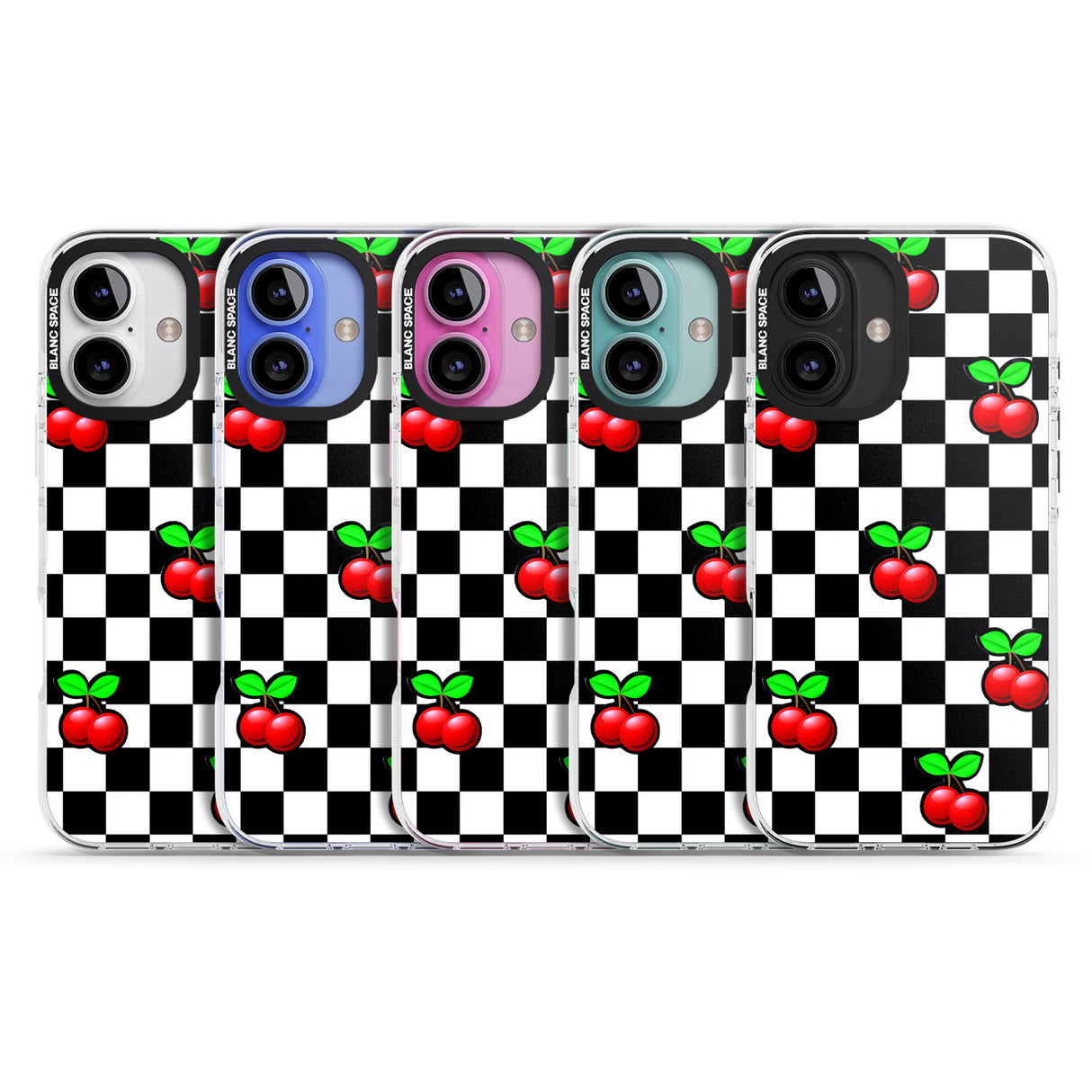 iPhone 16 Pro Max Checkered Cherry Black Impact Phone Case