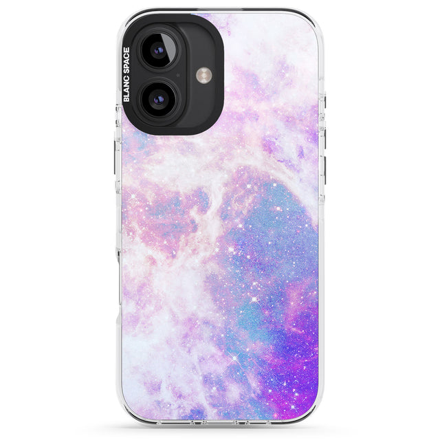 iPhone 16 Pro Max Purple & Blue Galaxy Pattern Design Black Impact Phone Case