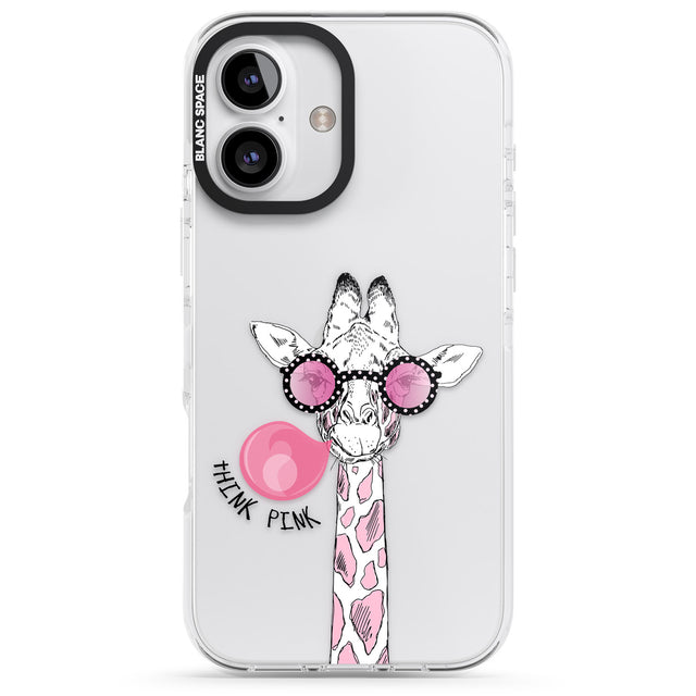 iPhone 16 Pro Max Think Pink Giraffe Black Impact Phone Case