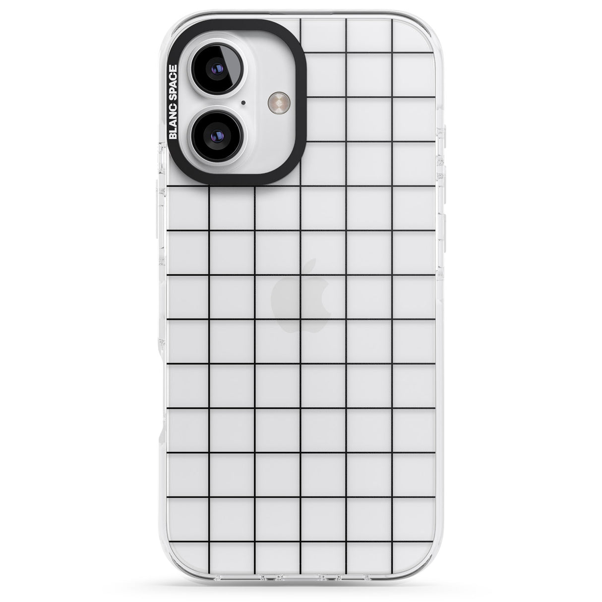 iPhone 16 Pro Max Simplistic Large Grid Pattern Black (Transparent) Black Impact Phone Case