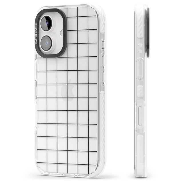 iPhone 16 Pro Max Simplistic Large Grid Pattern Black (Transparent) Black Impact Phone Case