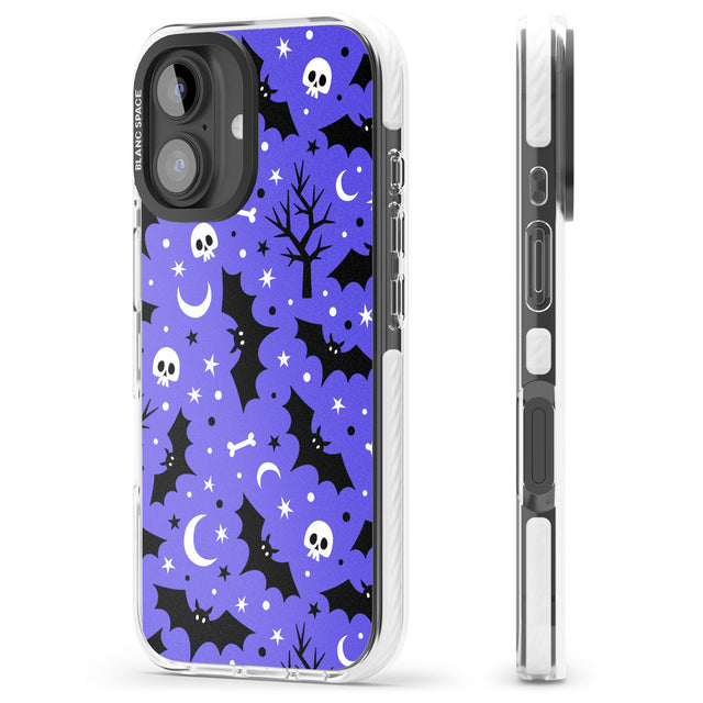 iPhone 16 Pro Max Bats n' Bones Pattern Black Impact Phone Case