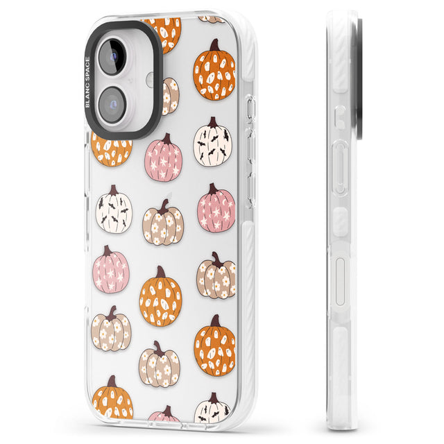 Floral Pumpkins Impact Phone Case for iPhone 16, iPhone 16 Plus