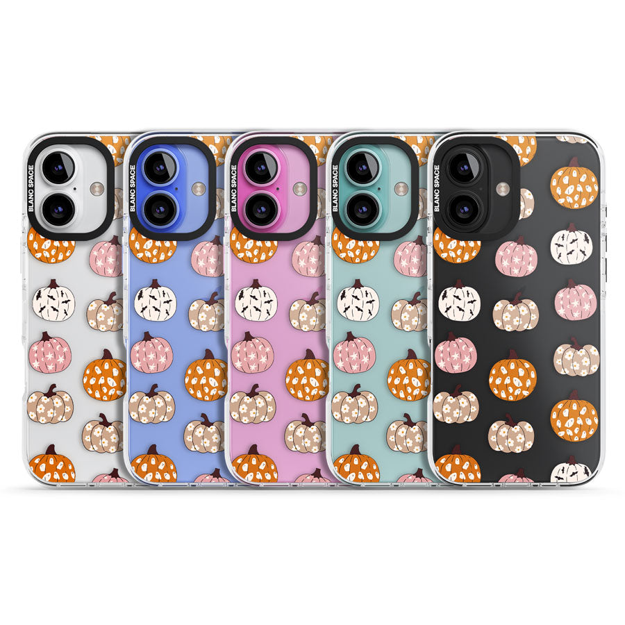 Floral Pumpkins Impact Phone Case for iPhone 16, iPhone 16 Plus