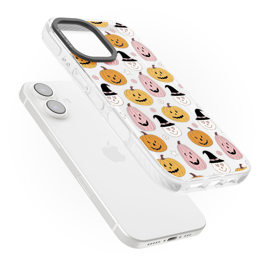 Witches and Pumpkins Pattern Impact Phone Case for iPhone 16, iPhone 16 Plus