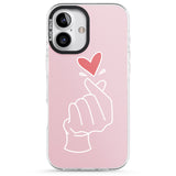 iPhone 16 Pro Max Pink Finger Heart Black Impact Phone Case