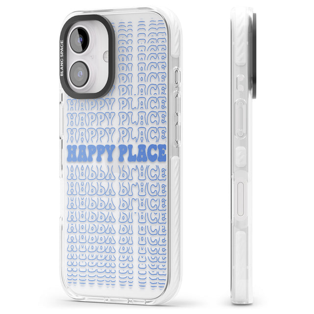 iPhone 16 Pro Max Happy Place (Blue) Black Impact Phone Case + Magsafe